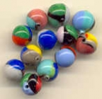 Round, 8mm Shiny, "Missoni" Beads, with Dots of Color, Sold per Dozen